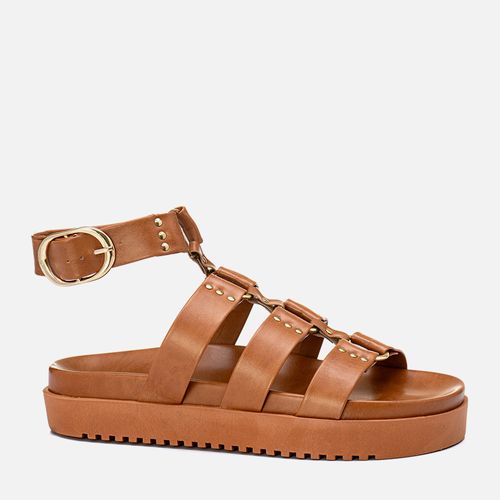 Sandália Papete Fisherman ou Pescador Solado Tratorado Metais Feminino Milano Caramelo 13771