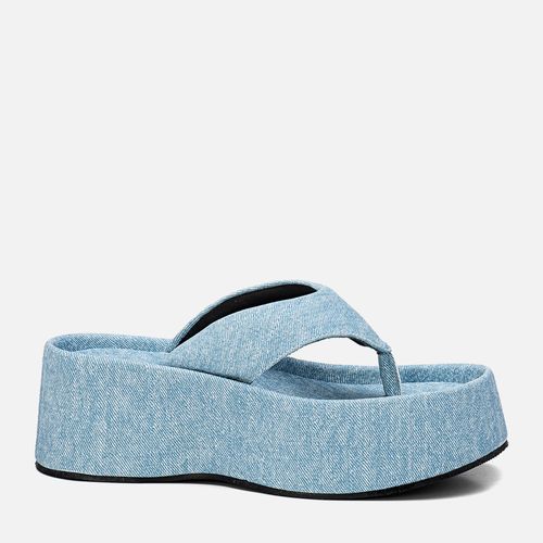 Sandália Papete de Dedo tipo Tamanco Plataforma Tiras Puffer Feminino Milano Jeans 13825