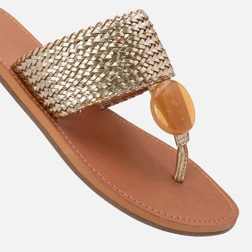 Rasteiras-flats Feminino Milano Ouro Light 13539