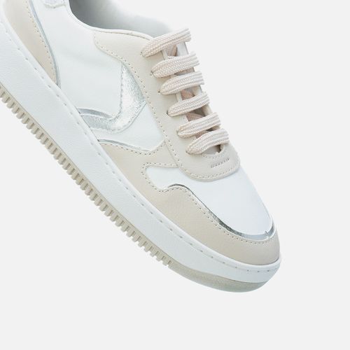 Tênis Sola Caixa Brilho Metalizado Feminino Feminino Milano Branco 13462