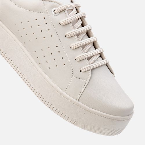 Tênis Sola Caixa Alta  Recorte Furação Calce Prático Elástico  Feminino Milano Off White 13831