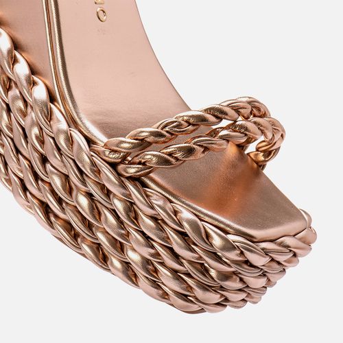Sandália Anabela Plataforma Tiras Torcidas Feminino Milano Cobre 13878