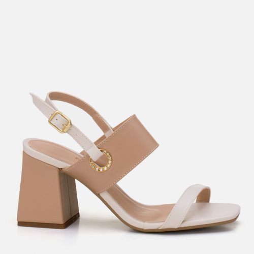 Sandália Salto Alto Bloco Geométrico Trapézio Mix Cores Multicolor Metal Brilho Strass Feminino Milano Off White 13827