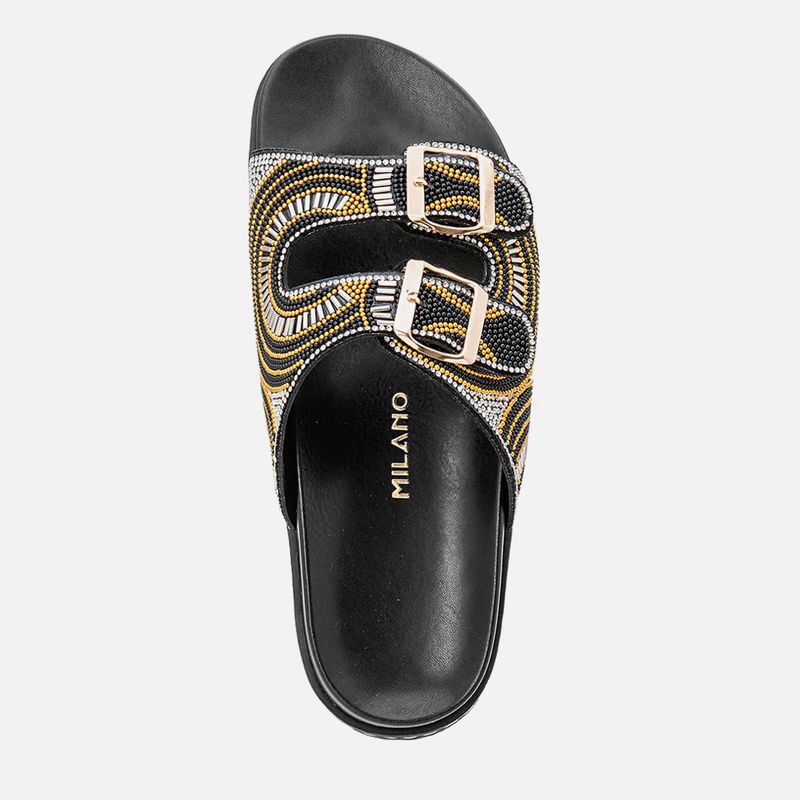 Sandalia-Papete-tipo-Birken-Tira-Cravejada-Mix-de-Strass-e-Pedrarias-Fivela-Feminino-Milano-Preto-13783--5-