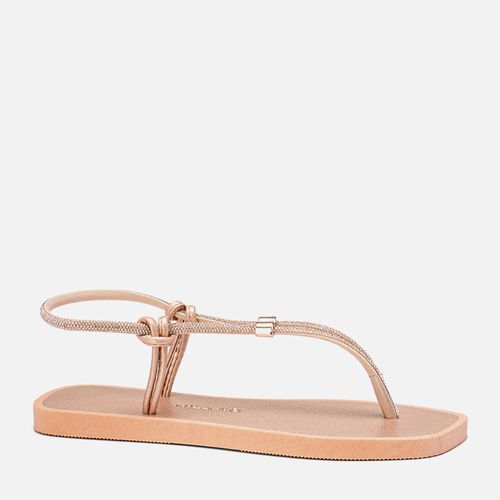 Sandália Rasteira tipo Chinelo de Dedo Brilho Manta de Strass Calce Prático Regulagem Feminino Milano Rosado 13932