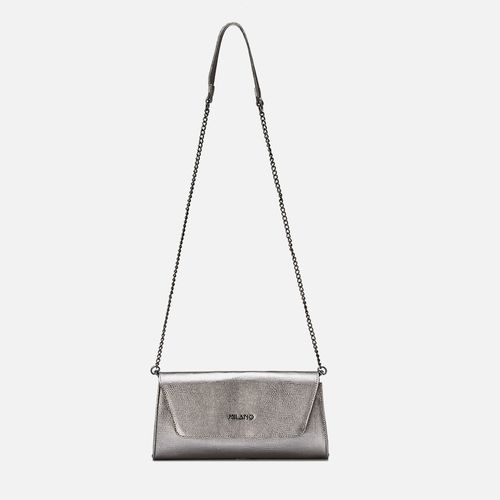 Bolsa Feita em Couro 2 em 1 Carteira ou Clutch Média Alça Opcional Tiracolo CorrenteTextura Cobra Metalizado Femininas Feminina Milano Onix/onix 13859