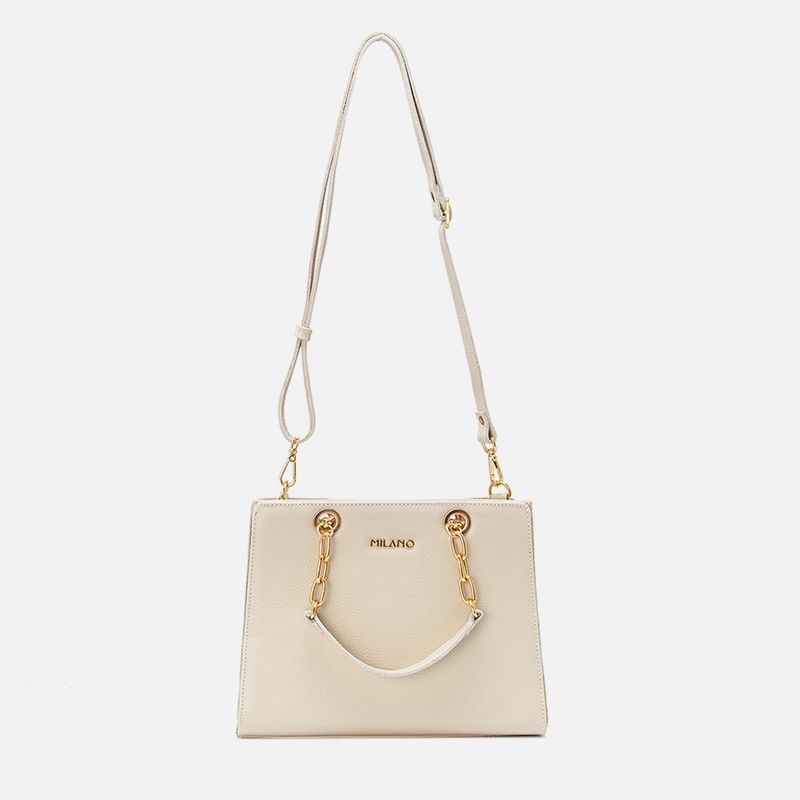 Bolsa-Media-Feita-em-Couro-tipo-Tote-de-Mao-com-Alca-Corrente-Opcional-Tiracolo-ou-Transversal-Feminina-Milano-Off-White-13919--4-