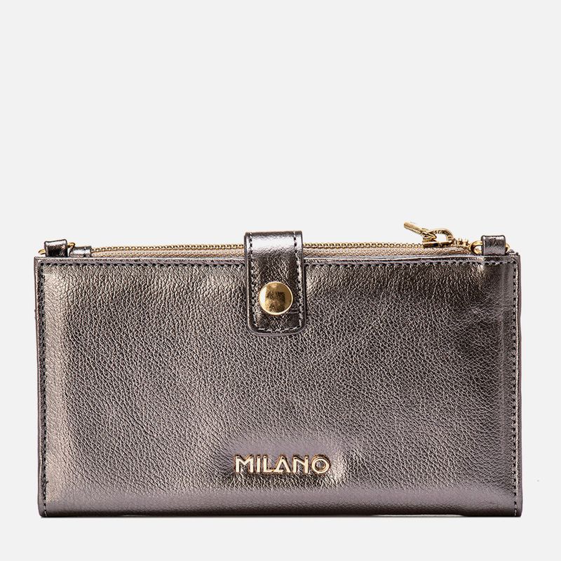 Bolsa-Carteira-2-em-1-Pequena-Feita-em-Couro-com-Alca-em-Corrente-Dourada-Opcional-Feminina-Milano-Prata-Velho-13994--3-