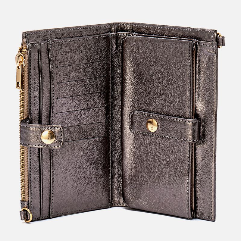 Bolsa-Carteira-2-em-1-Pequena-Feita-em-Couro-com-Alca-em-Corrente-Dourada-Opcional-Feminina-Milano-Prata-Velho-13994--5-
