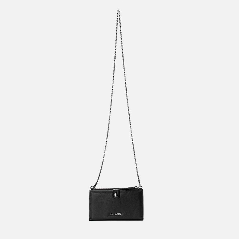 Bolsa-Carteira-2-em-1-Pequena-Feita-em-Couro-com-Alca-em-Corrente-Dourada-Opcional-Feminina-Milano-Preta-13994--2-