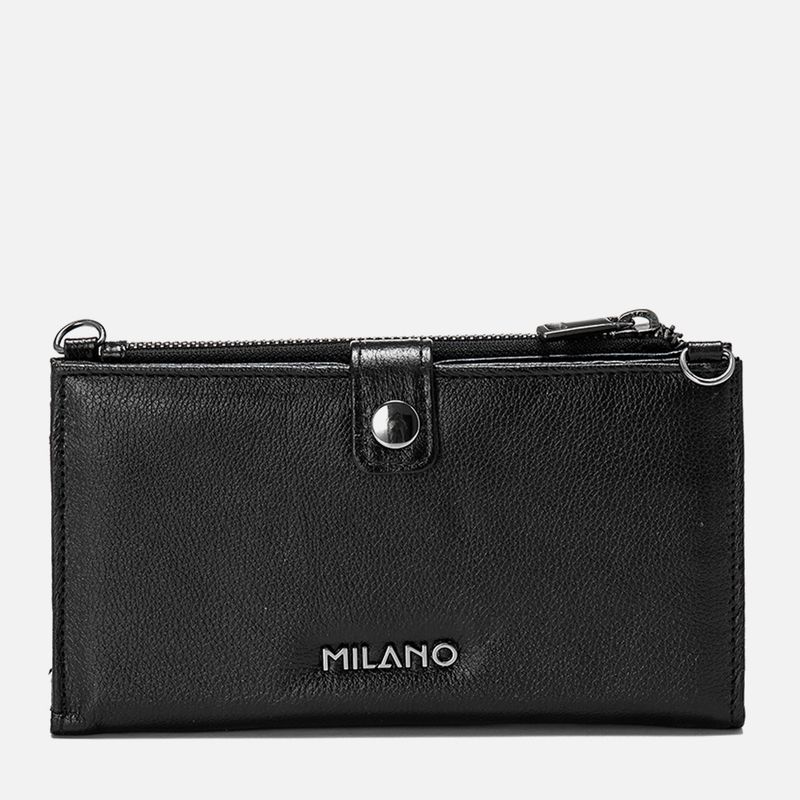 Bolsa-Carteira-2-em-1-Pequena-Feita-em-Couro-com-Alca-em-Corrente-Dourada-Opcional-Feminina-Milano-Preta-13994--3-
