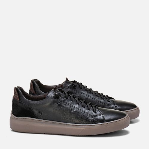 Sapatênis ou Tênis Casual Feito em Couro Rústico Fóssil Linha Elevel Aumenta Altura Fique + Alto Sapato Elevação +6cm Masculino Milano Preto 12696