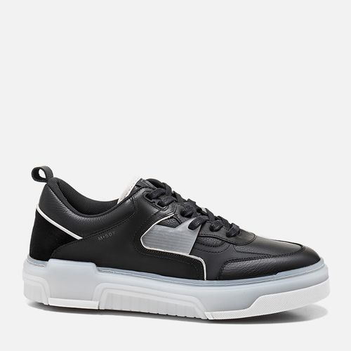 Tênis Casual Sapatênis Feito em Mix de Couro Napa e Camurça Multicolor Design Esportivo com Amarração Sola Alta Masculino Milano Preto 13907