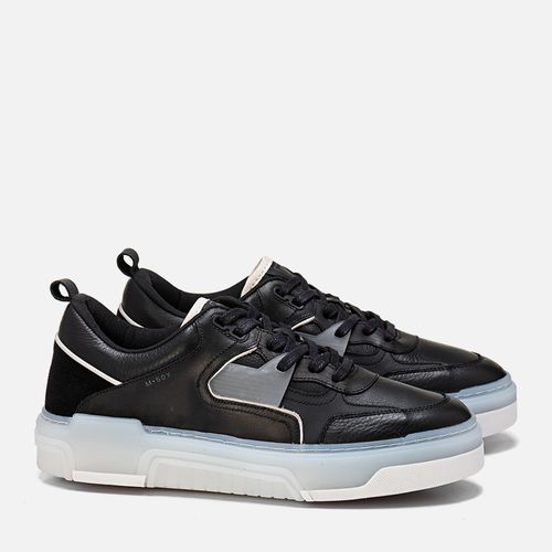 Tênis Casual Sapatênis Feito em Mix de Couro Napa e Camurça Multicolor Design Esportivo com Amarração Sola Alta Masculino Milano Preto 13907