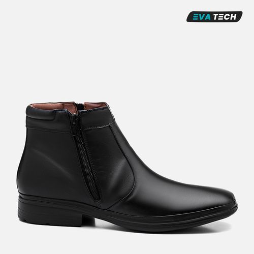 Bota Conforto Botina Chelsea Feita em Couro de Carneiro Anti Stress EVA Tech Ultra Leve 100% Forrado Masculino Milano Preto 13189