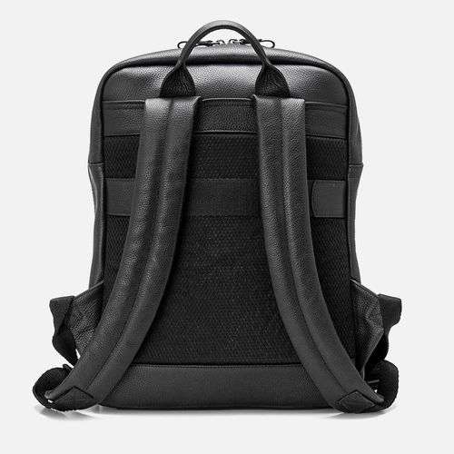 Mochila Grande Feita em Couro Floater Premium Alça Costas Porta Notebook 1 Bolsos 1 Aba Externo 4 Bolsos Interno Masculinas Milano Preto 13942