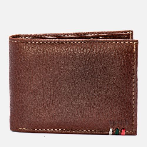 Carteira Feita em Couro Napa Soft 1 Porta Cédula 6 Porta Cartão 1 Documento 2 Bolsos Sem Zíper Masculinas Milano Dark Tan 13846