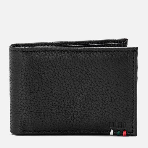 Carteira Feita em Couro Napa Soft 1 Porta Cédula 6 Porta Cartão 1 Documento 2 Bolsos Sem Zíper Masculinas Milano Preto 13846