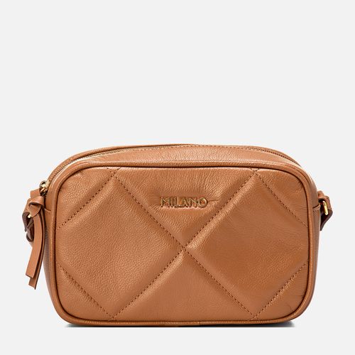 Bolsa Tiracolo Pequena Alça Transversal Feita em Couro Matelassê Vira Italiana Feminina Milano Nozes 14061