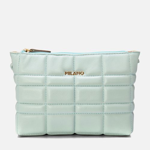 Bolsa Tiracolo Feita em Couro Legítimo Pequena Mini Bag Alça Transversal Couro Matelassê Retangulo Feminina Milano Sky 14060