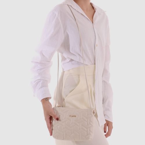 Bolsa Tiracolo Feita em Couro Legítimo Pequena Mini Bag Alça Transversal Couro Matelassê Geométrico Feminina Milano Preto 14050