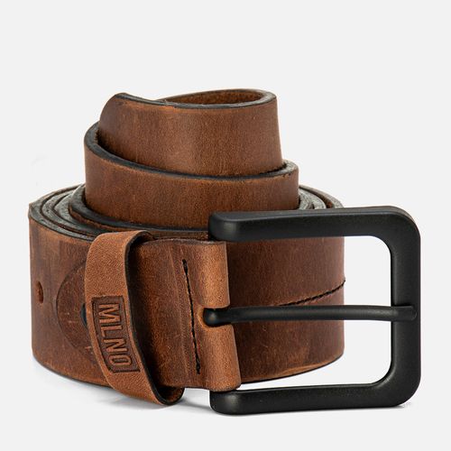 Cinto Social Feito em Couro Graxo Rústico Textura Amassado Fivela Metal Preto Masculino Milano Tan 13047