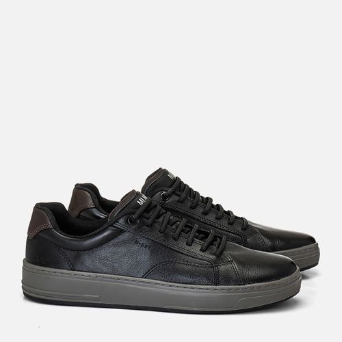 Sapatênis ou Tênis Casual Feito em Couro Napa Soft Macio Calce Prático em Elástico Sola Caixa Masculino Milano Preto14027