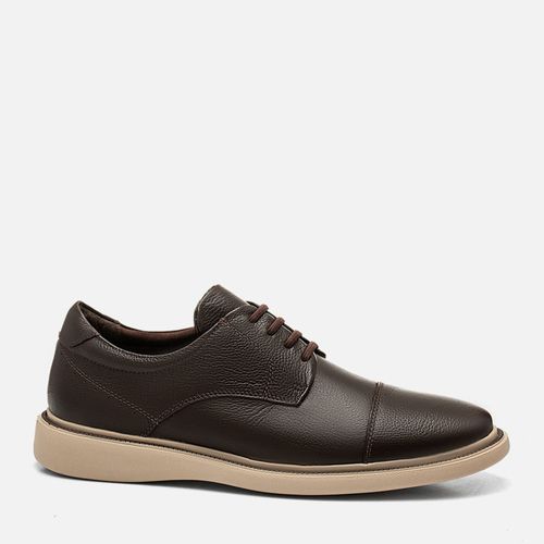 Sapato Casual Derby Visual Esporte Fino Feito em Couro Napa Soft Macio com Calce Prático Elástico e Palmilha Anatômica Masculino Milano Café 14053