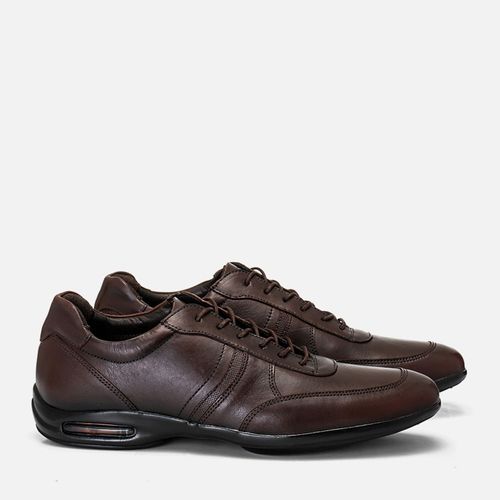 Sapato Casual Conforto com Amarração Feito em Couro Macio Napa Soft Solado Bolha Ar Masculino Milano Dark Chocolate 13959