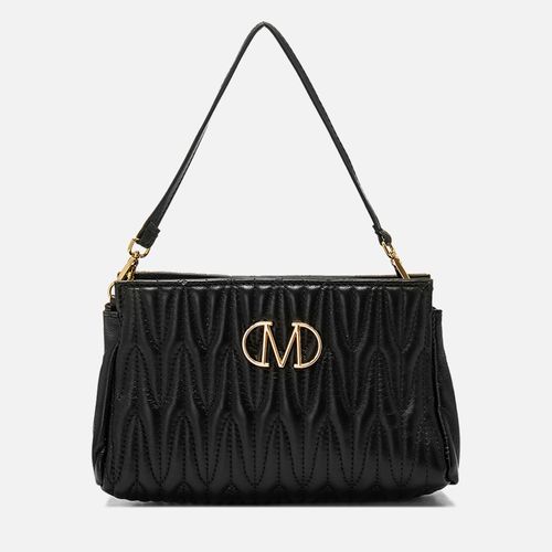 Bolsa Mini Bag Pequena 2 em 1 Clutch Carteira de Mão Feita em Couro Alça Tiracolo ou Transversal Opcional Matelassê Feminina Milano Preto 14217