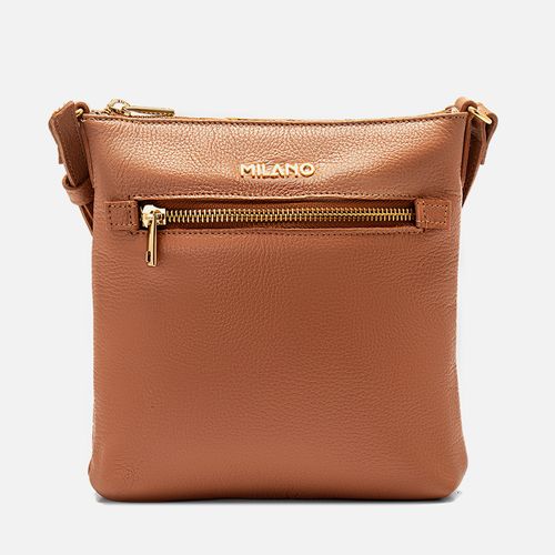 Bolsa Tiracolo Pequena Feita em Couro ou Transversal com Bolso Frontal em Zíper e Alça com Regulagem de Altura Feminina Milano Muss 14216