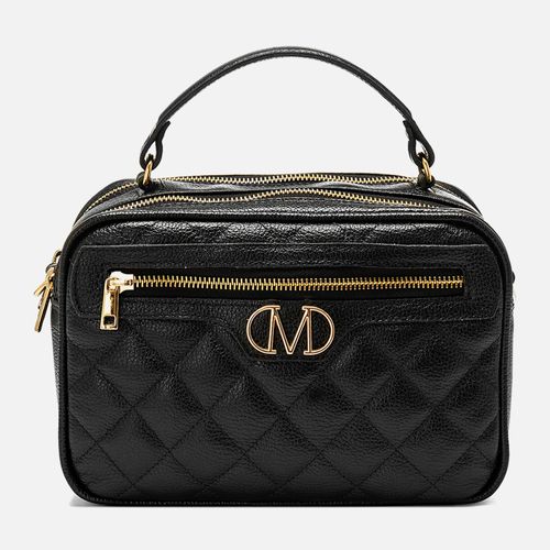 Bolsa Tote Feita em Couro com Alça Transversal ou Tiracolo Opcional Tamanho Pequeno Milano Preto 14212