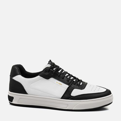 Sapatênis ou Tênis Casual Feito em Couro Napa Soft Calce Prático Elástico Sem Amarração Palmilha Anatômica  Masculino Milano Preto/branco 13968