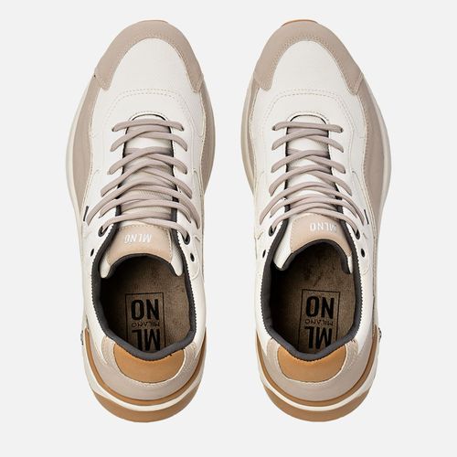 Sapatênis ou Tênis Casual Linha Green Alternativo Calce por Amarração Feito em Napa Soft Palmilha Anatômica Masculino Milano Tartufo/branco 13966