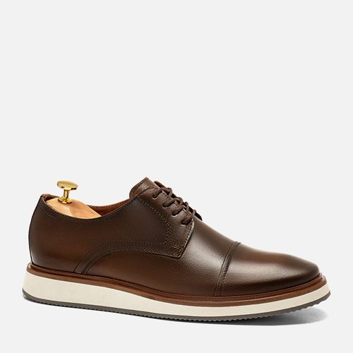 Sapato Casual Derby Esporte Fino com Amarração Feito em Couro Macio Napa Soft Sola Alta Tricolor Masculino Milano Dark Whisky 13660