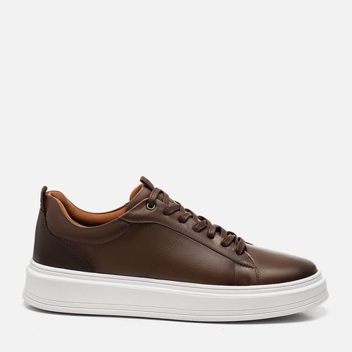 Tênis Casual com Amarração Feito em Couro Macio Napa Soft Palmilha Anatômica com Amortecedor Biolatex Conforto Masculino Milano Pinhão/café 14233
