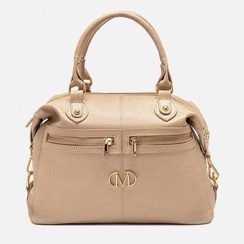 Bolsa Tote Feita em Couro de Mão com Alça Tiracolo e Transversal Opcional Tamanho Médio Milano Nude 14210