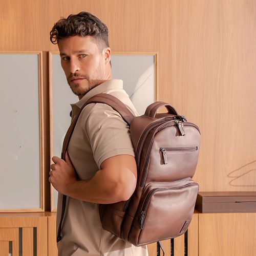 Mochila Masculina Milano Musgo/conhaque 13944
