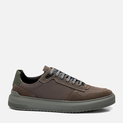 Tênis Casual com Amarração Feito em Couro Macio Napa Soft e Camurça Palmilha Anatômica Amortecedor Biolatex Conforto Masculino Milano Chumbo 14258