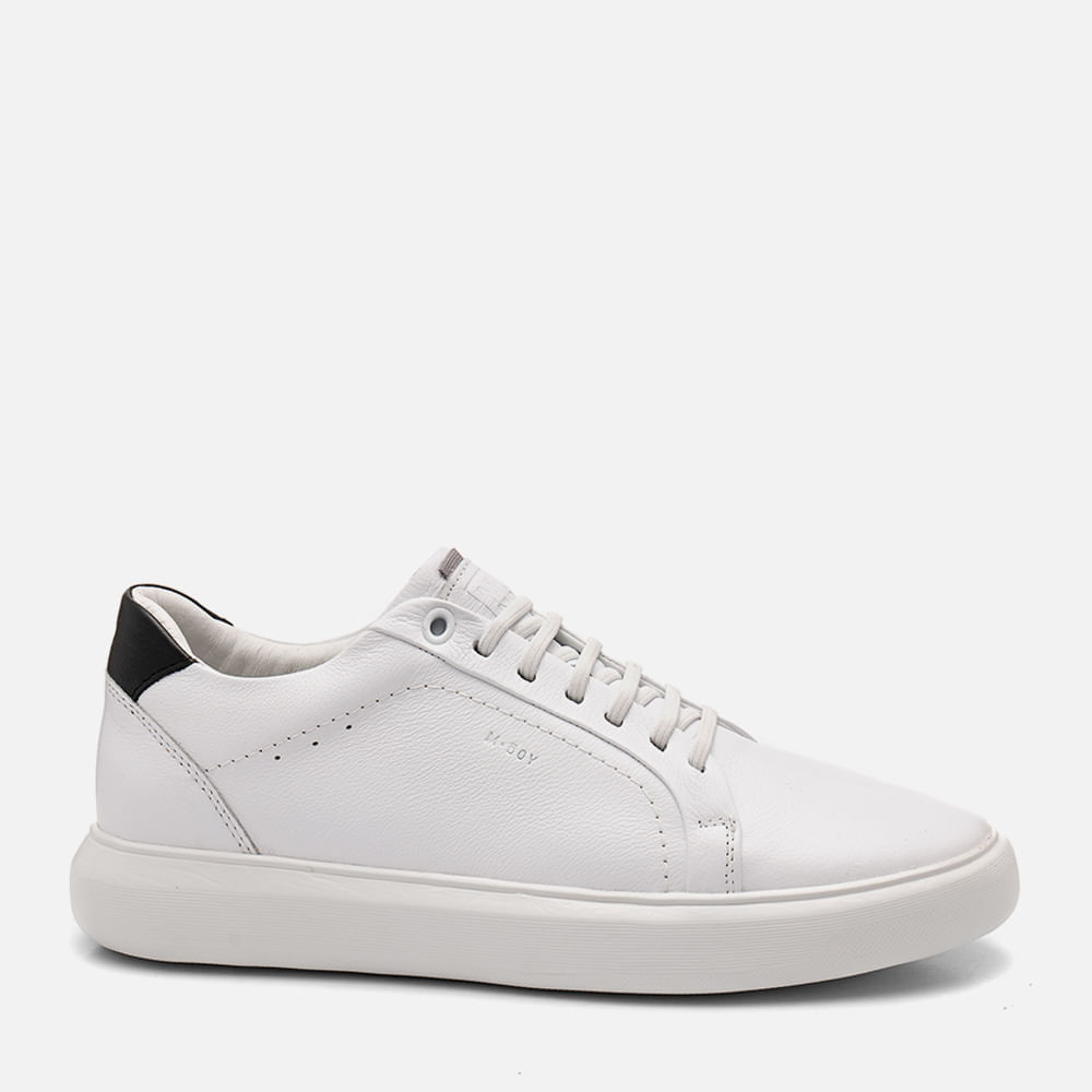 Tênis Casual com Amarração Feito em Couro Elevação Aumenta Altura Fique + Alto Elevel EVA Tech Ultra Leve Masculino Milano Branco/preto 14315 37