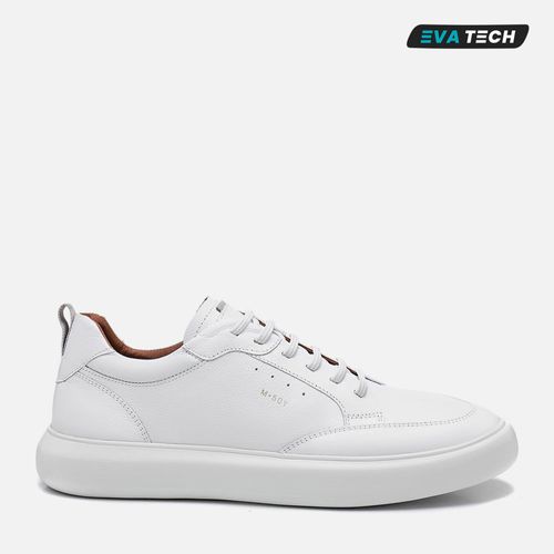 Sapatênis Tênis Casual sem Amarração Feito em Couro Macio Napa Soft Solado EVA Tech Super Leve Palmilha Anatômica Masculino Milano Branco 13889