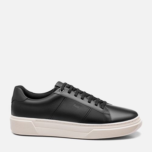Sapatênis Tênis Casual sem Amarração Feito em Couro Macio Napa Soft Calce Prático Elástico Palmilha Anatômica Masculino Milano Preto/preto 13938