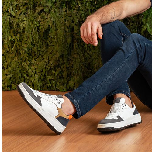 Sapatênis ou Tênis Casual Linha Green Cores Calce Prático Calce Prático Sem Amarração Elástico Masculino Milano Nero/branco 13665