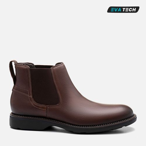 Bota Chelsea tipo Botina sem Amarração Feita em Couro Rústico Graxo Calce Prático Elástico Solado EVA Super Leve Macio Masculino Milano Catuai 13586