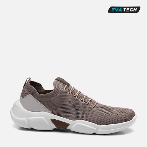 Tênis Meia Casual Design Esportivo Feito em Knit Tricô Tecnológico Sem Amarração Solado EVA Tech Ultra Leve Masculino Milano Cetim/chumbo 13584