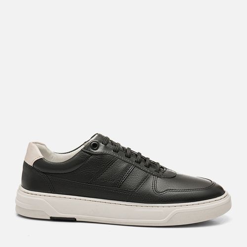 Sapatênis ou Tênis Casual Feito em Couro Macio Napa Plumê Soft Solado EVA Tech Super Leve Calce Prático Elástico Masculino Milano Preto 14030