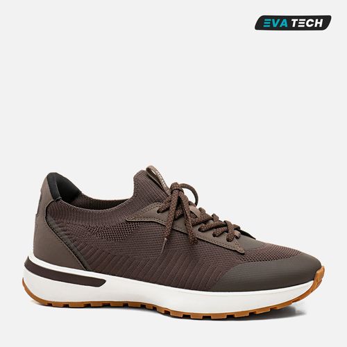 Tênis Casual Design Esportivo em Malha Knit Tricô Tecnológico e Couro Linha EVA Tech Ultra Leve e Borracha Masculino Milano Jaguar 14056