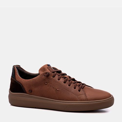 Sapatênis ou Tênis Casual Feito em Couro Rústico Fóssil Linha Elevel Aumenta Altura Fique + Alto Sapato Elevação +6cm Masculino Milano Sahara 12696