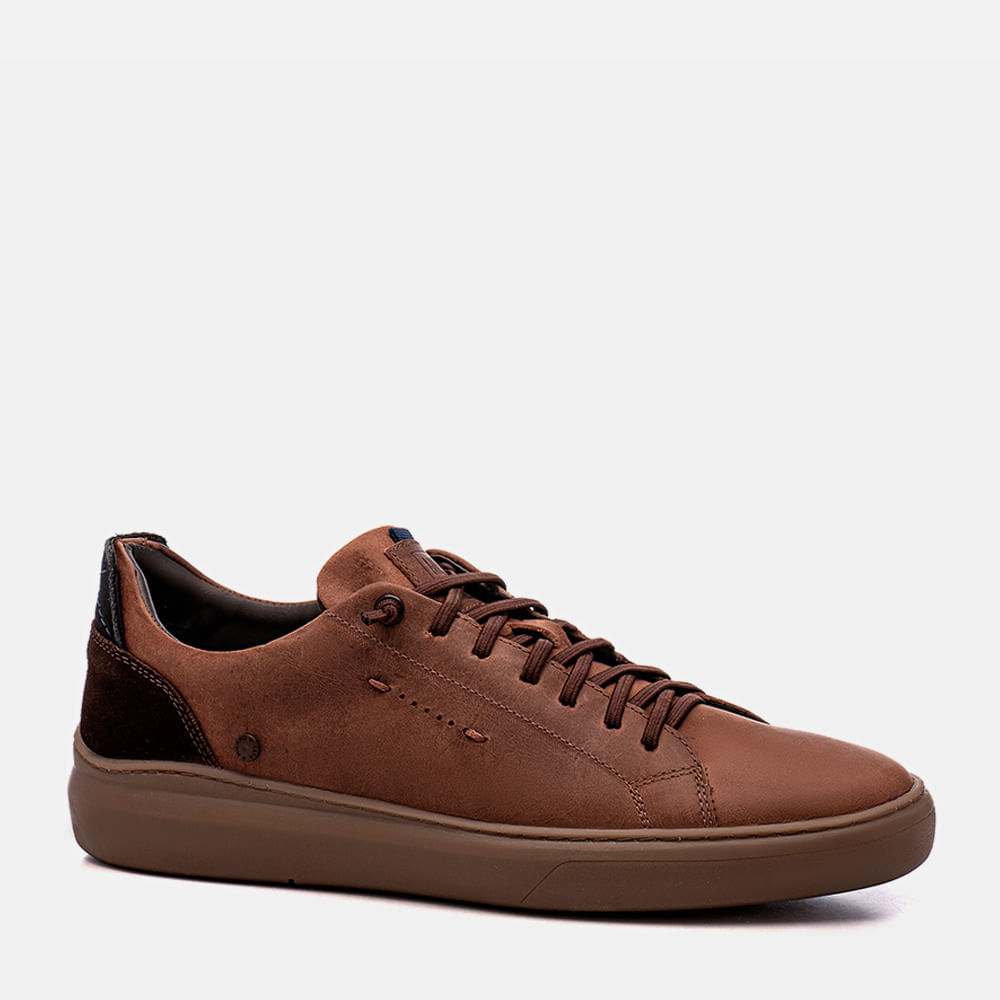 Sapatênis ou Tênis Casual Feito em Couro Rústico Fóssil Linha Elevel Aumenta Altura Fique + Alto Sapato Elevação +6cm Masculino Milano Sahara 12696 37