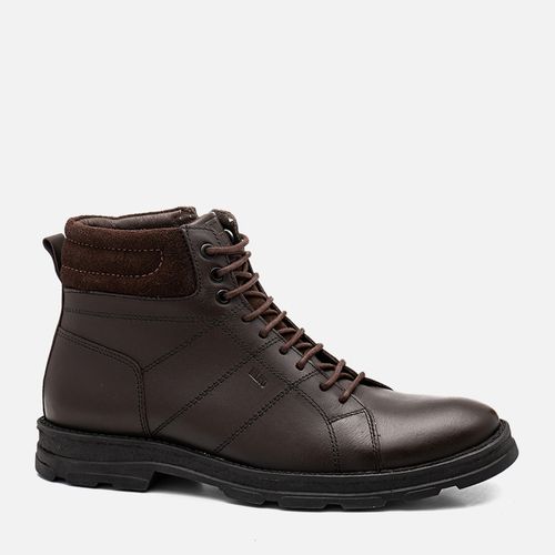 Bota tipo Coturno Feito em Couro Soft Macio com Zíper Calce Prático Solado Borracha Gel Masculino Milano Café/café 14324